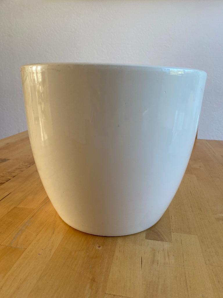 Grote ecru Bloempot aardewerk zgan 23x20 cm, Rond, Binnen, Ophalen of Verzenden, Zo goed als nieuw