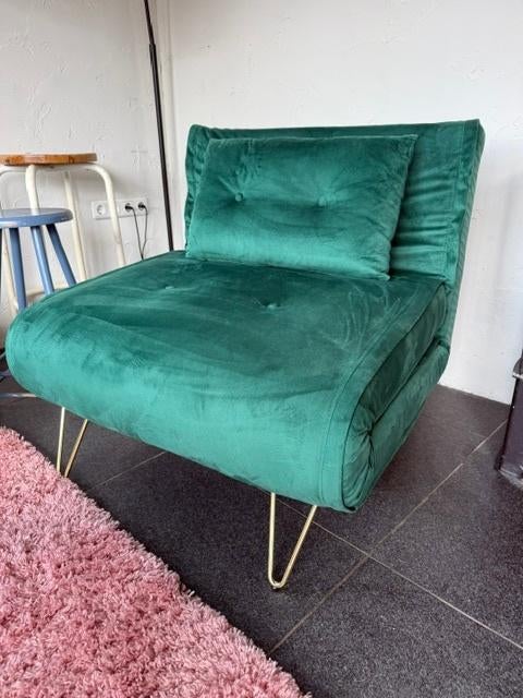 Bank + stoel groen, Ophalen, Overige maten, 75 tot 100 cm, Zo goed als nieuw