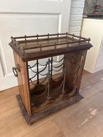 Italiaans robuust flessenrek/kastje hout/messing, Ophalen, Gebruikt, Hout, 5 tot 15 flessen