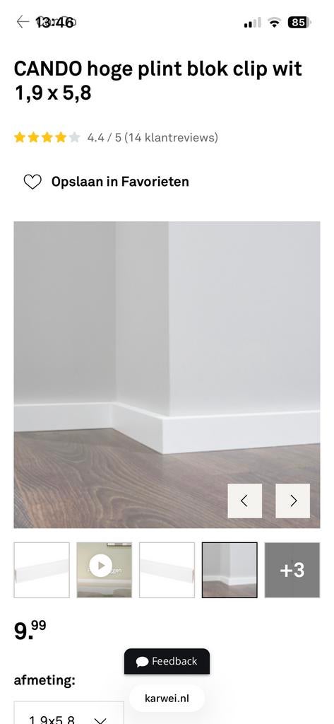 Plinten Cando blok clip 1,9x5,8 wit, Doe-het-zelf en Verbouw, Plinten en Afwerking, Ophalen, Gebruikt, Mdf, 200 tot 250 cm