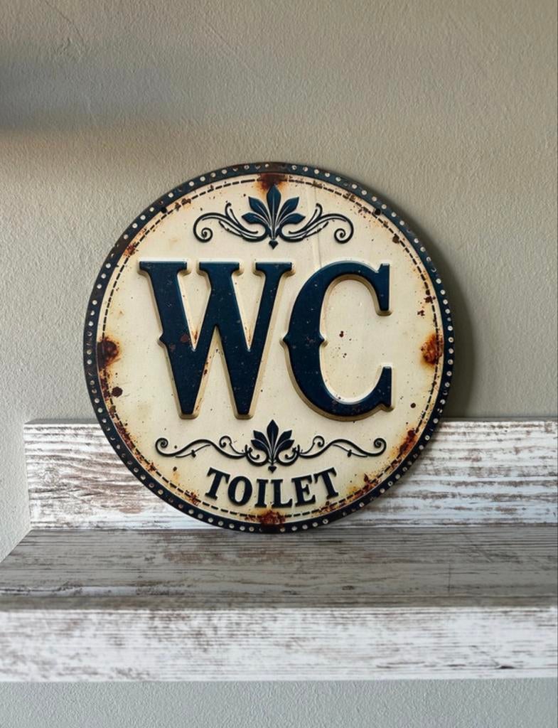 Vintage WC Toilet Paneel Hout - 20 cm Doorsnede, Ophalen of Verzenden, Zo goed als nieuw