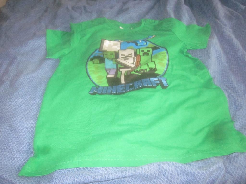 Nw grasgroen/zwart/wit/grijs/blauw shirtje ea Minecraft 152, Kinderen en Baby's, Kinderkleding | Maat 152, Minecraft, Nieuw, Ophalen of Verzenden