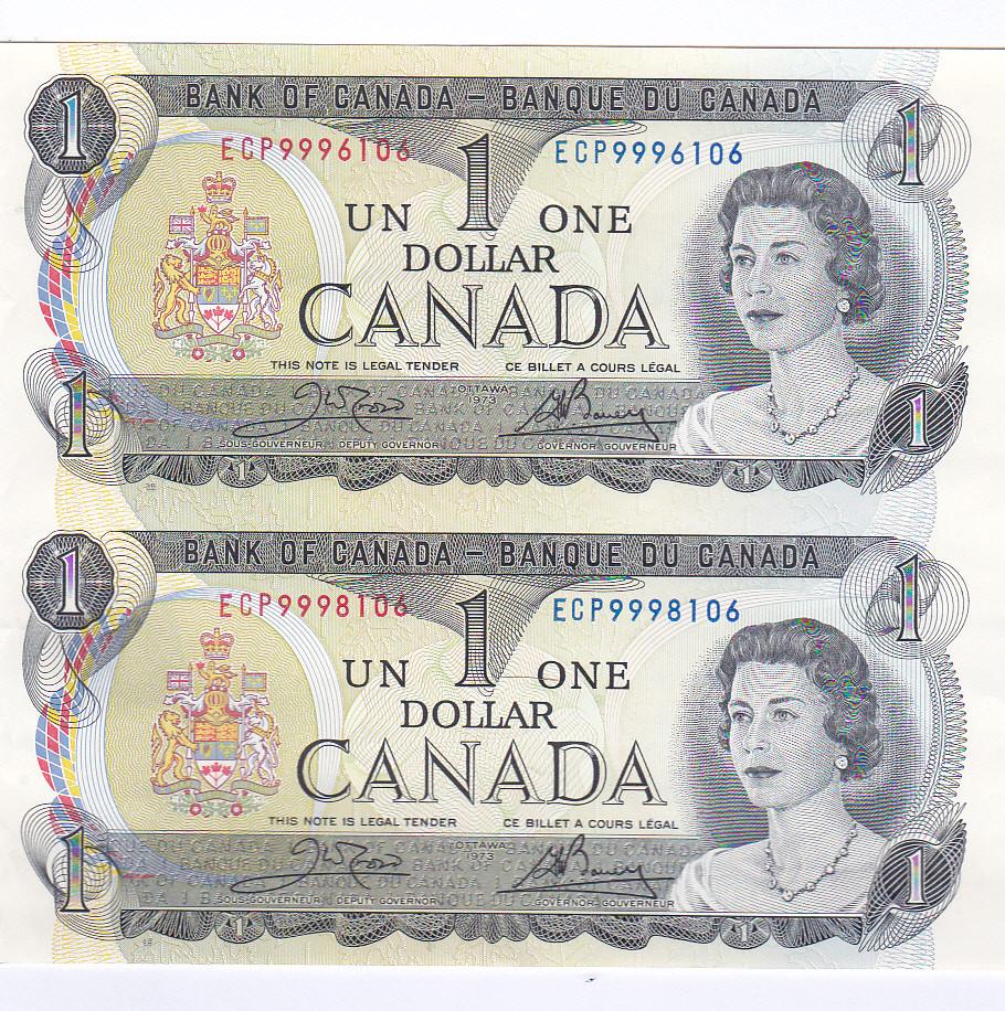 Canada 1 dollar in ongesneden paar van 2 stuks, Ophalen of Verzenden, Noord-Amerika, Setje