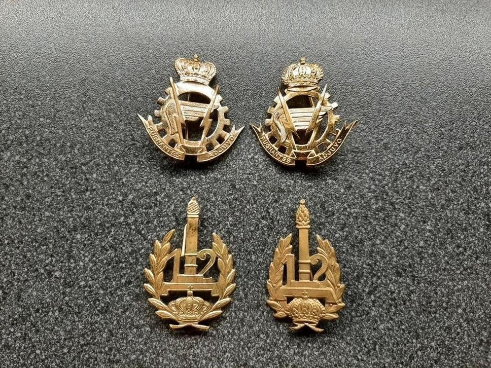 Belgie  - onderlinge verschillen/ Kronen en gaten., Verzamelen, Ophalen of Verzenden, Landmacht, Overige gebieden, Embleem of Badge