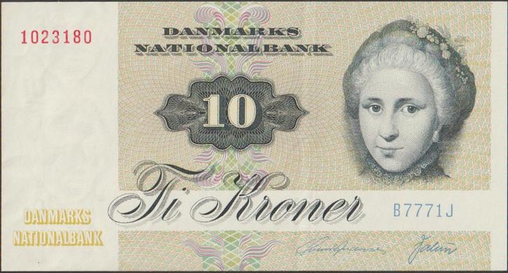 Denemarken 10 kroner 1977 VF+ p.48g (# 88), Postzegels en Munten, Bankbiljetten | Europa | Niet-Eurobiljetten, Los biljet, Overige landen