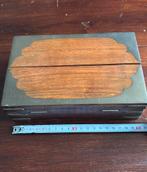 Vintage houten doos 20x13 cm hoogte 6 cm met koperbeslag, Ophalen of Verzenden