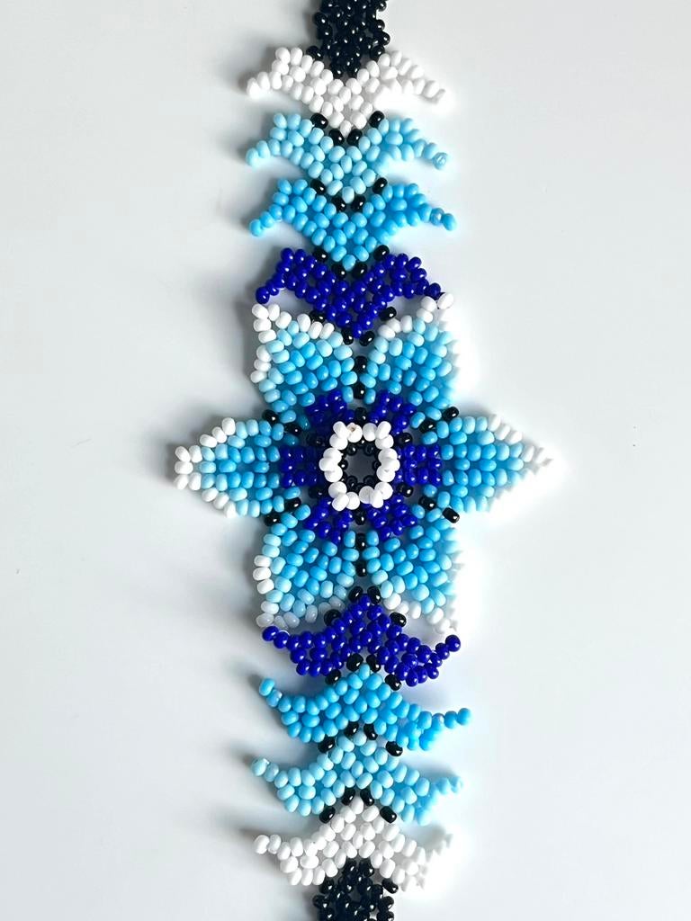 Mooie, blauwe armband uit Mexico -bloem, kraaltjes- NIEUW!, Overige materialen, Blauw, Nieuw, Ophalen of Verzenden