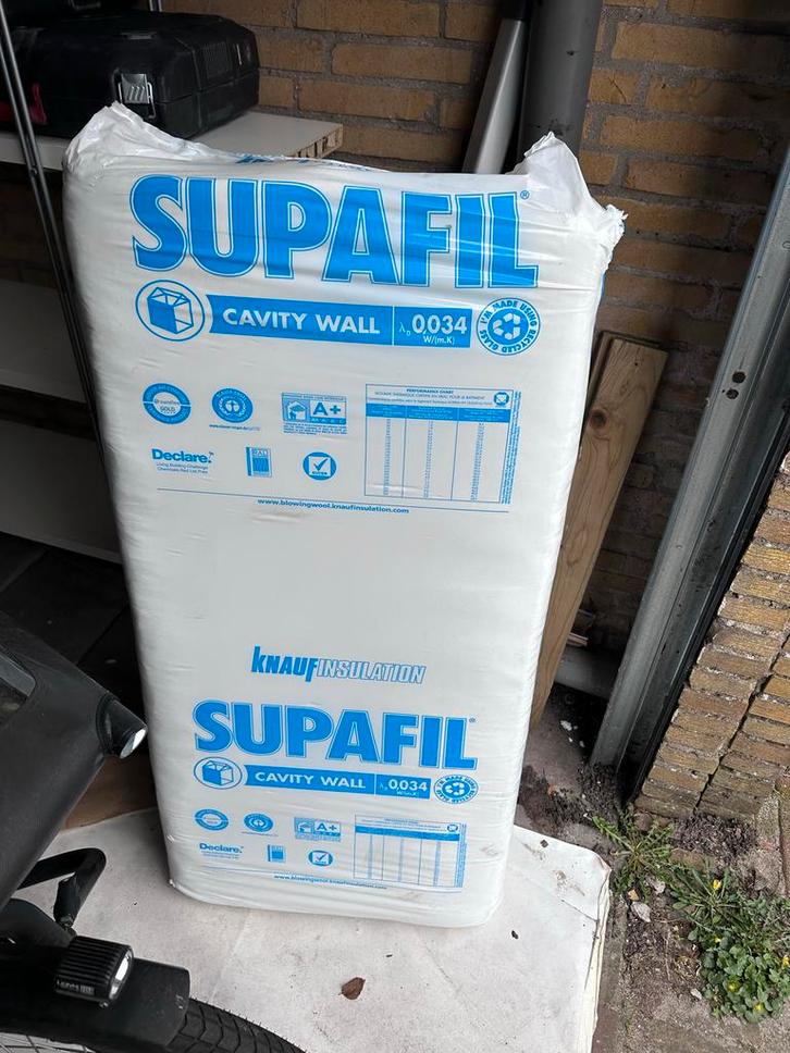 Knauf Supafil minerale wol 1 pak, Doe-het-zelf en Verbouw, Isolatie en Afdichting, Nieuw, Muurisolatie, Glaswol, Minder dan 4 cm
