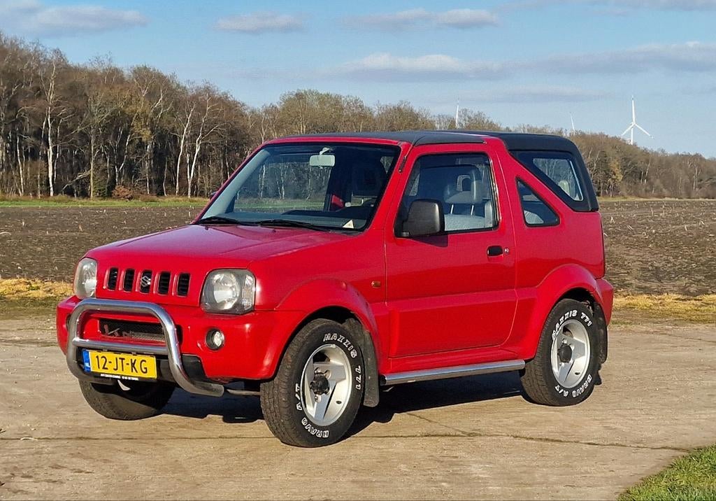 Suzuki Jimny 1.6 Cabrio 4X4 4WD 2002 Rood nieuwe APK, 13 km/l, Stof, 4 cilinders, 4 stoelen