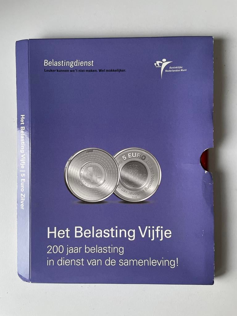 Zilveren Belasting Vijfje 5 Euro - 925 Zilver, Koningin Beatrix, Zilver, Euro's, Ophalen of Verzenden