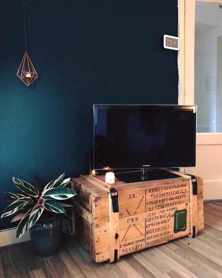 Unieke Legerkist als TV-meubel of Opbergruimte, Huis en Inrichting, Kasten | Televisiemeubels, Gebruikt, Minder dan 100 cm, 50 tot 100 cm