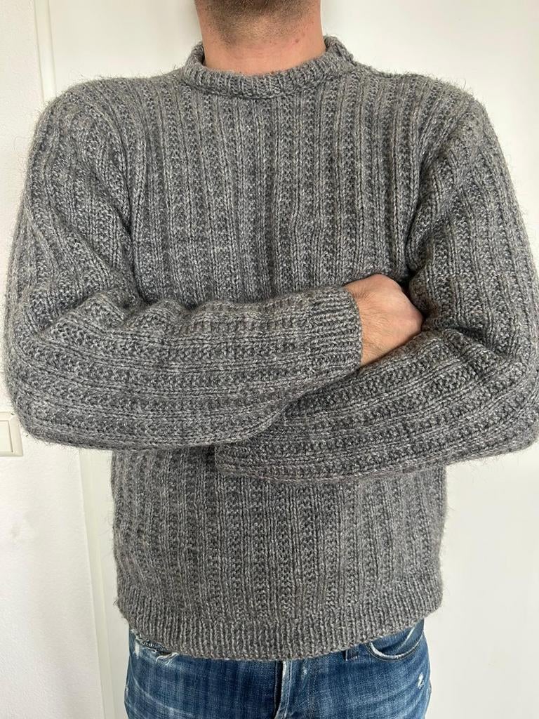 Handgemaakte wollen trui met ritsje - Maat L, Maat 52/54 (L), Handmade, Ophalen of Verzenden, Grijs