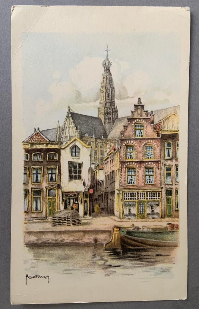Haarlem, ‘t Spaarne, aquarel Henk M. Hoefman, Ophalen of Verzenden, Ongelopen, Noord-Holland