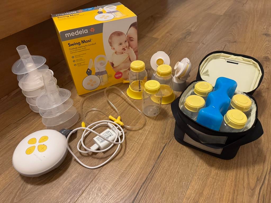 Medela Swing Maxi Dubbele Borstkolf + Extra's, Kinderen en Baby's, Babyvoeding en Toebehoren, Ophalen of Verzenden, Zo goed als nieuw