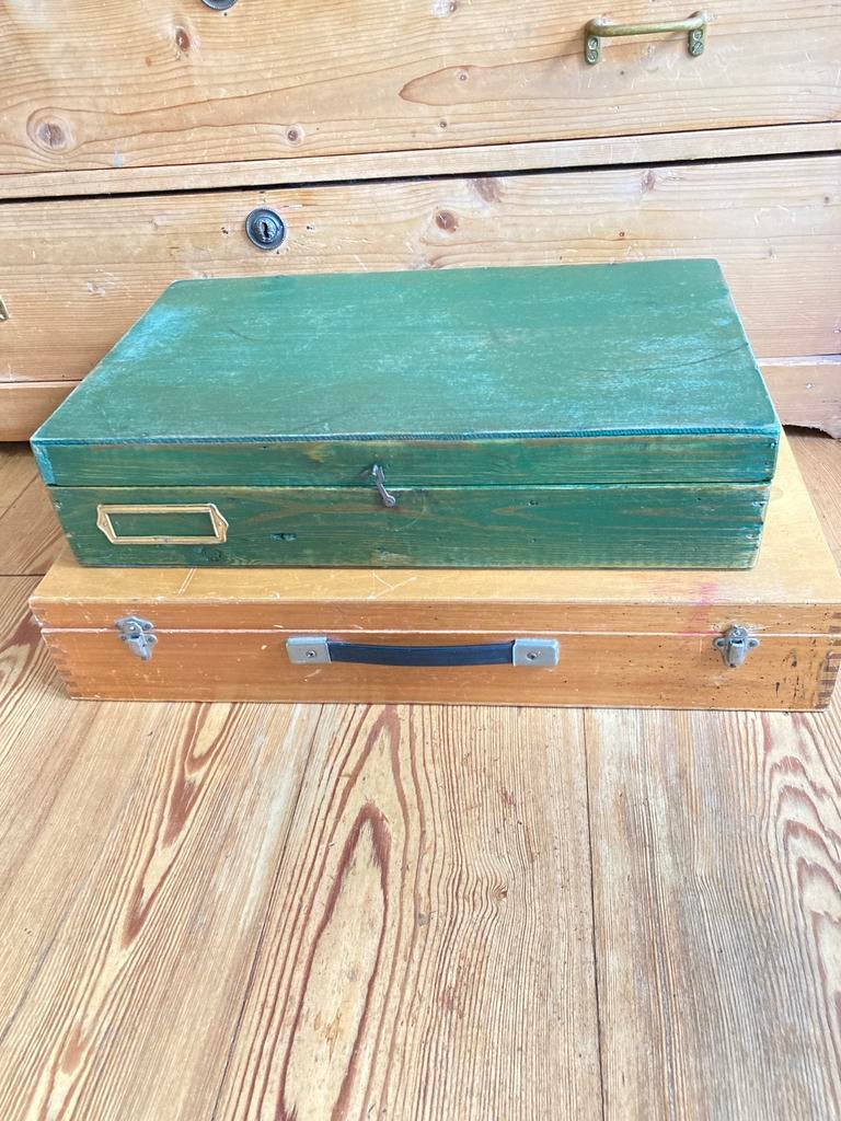 2 brocante houten bak/koffers, Antiek en Kunst, Ophalen