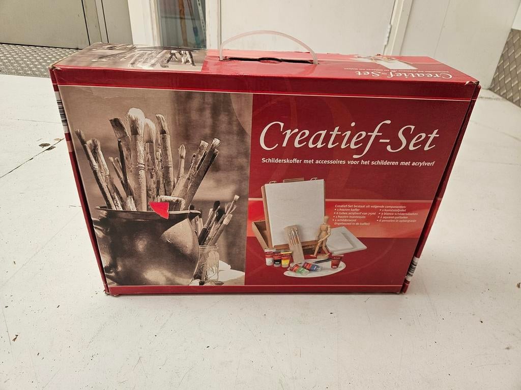 Creatief-Set schilderskoffer met acrylverf, Hobby en Vrije tijd, Schilderen, Ophalen of Verzenden, Ezel