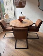 Ronde eettafel met 4 stoelen - Industrieel design, Huis en Inrichting, Tafels | Eettafels, 100 tot 150 cm, Rond, Ophalen of Verzenden
