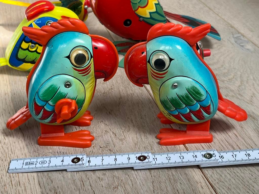 Vintage blikken speelgoed vogels Japan Hong Kong Singapore, Antiek en Kunst, Antiek | Speelgoed, Verzenden