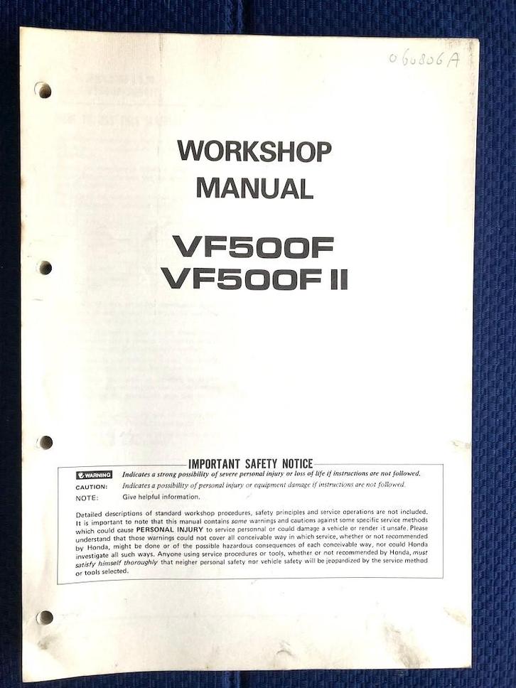 Honda VF500F VF500 F2 1984-1985 Service Manual, Motoren, Handleidingen en Instructieboekjes, Honda, Verzenden