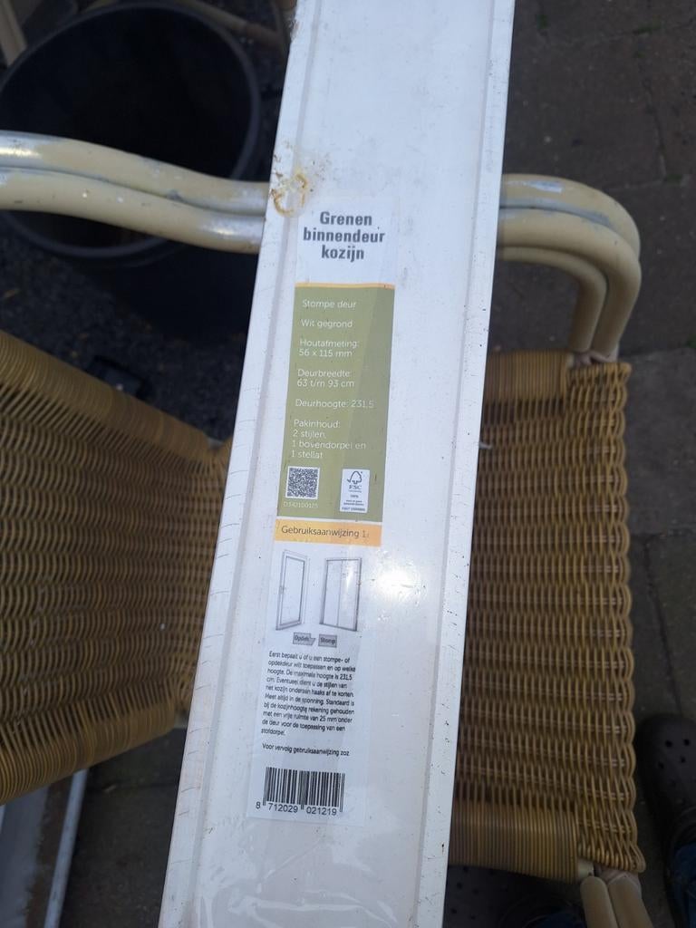 Nieuw Grenen Binnendeur Kozijn - Wit Gegrond, Doe-het-zelf en Verbouw, Deuren en Horren, Ophalen, 80 tot 100 cm, 215 cm of meer