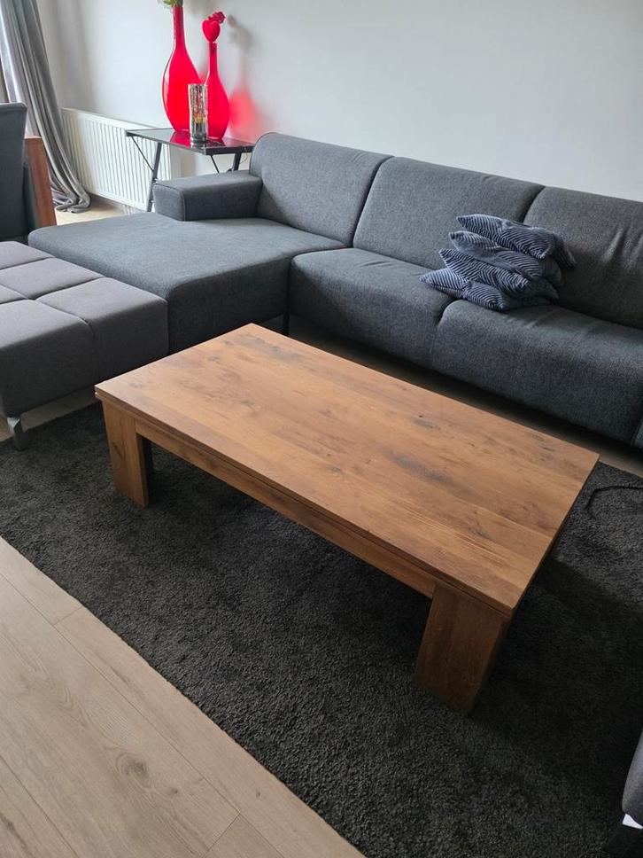 Robuuste eikenhouten salontafel, Huis en Inrichting, Tafels | Salontafels, Zo goed als nieuw, Minder dan 50 cm, 50 tot 100 cm