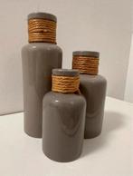 Set van 3 decoratieve vazen met touwdetails, Ophalen, Overige kleuren, Aardewerk of Porselein, Zo goed als nieuw