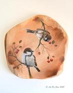 2 leuke musjes hand geschilderd op een mooie houten schijf, Ophalen of Verzenden