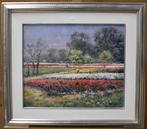 Arie Cees van Noort (1914) Olie Doek "Bloembollenveld" Ges, Antiek en Kunst, Ophalen of Verzenden