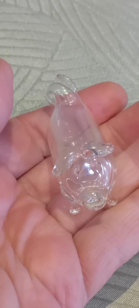 Glazen varken beeldje - Handgeblazen miniatuur, Antiek en Kunst, Ophalen of Verzenden
