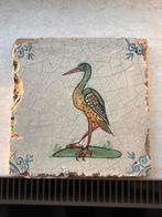 Mooie antieke tegel tegels (1) reiger ooievaar, Ophalen of Verzenden