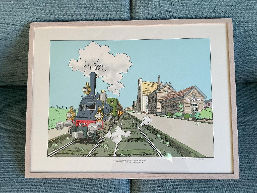 Zeefdruk Theo van den Boogaard | Stoomtram Hoorn-Medemblik, Antiek en Kunst, Kunst | Litho's en Zeefdrukken, Ophalen