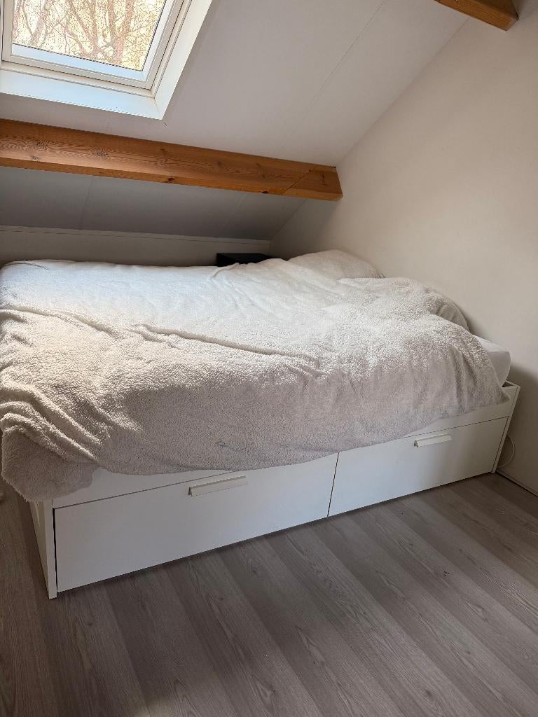 bed Ikea, Huis en Inrichting, Slaapkamer | Bedden, Ophalen, Wit, Tweepersoons, Zo goed als nieuw
