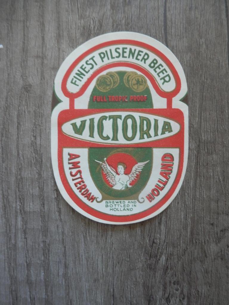 Oud bier etiket Nederland Victoria, Verzamelen, Biermerken, Ophalen of Verzenden, Zo goed als nieuw, Overige typen, Overige merken