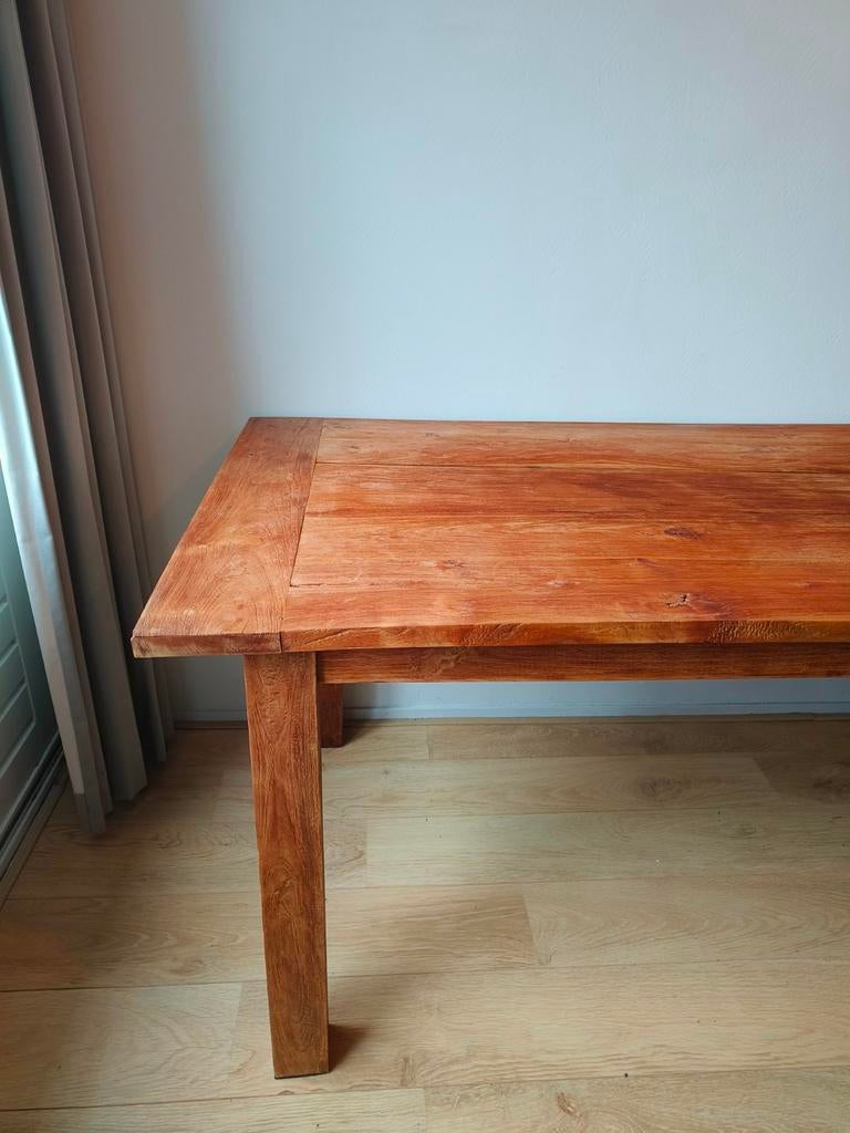 Teak houten tafel, Huis en Inrichting, Tafels | Salontafels, Ophalen, Gebruikt, 200 cm of meer, 50 tot 100 cm