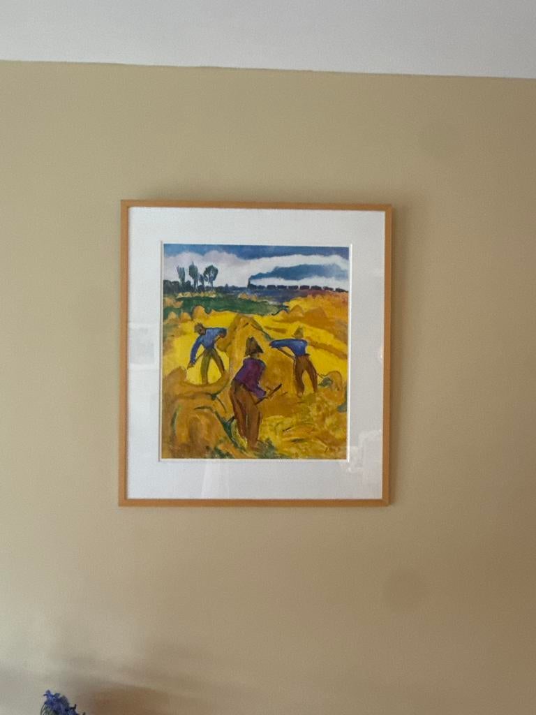 Koppermaandagprent Jan Altink - Hooiende Boeren, Antiek en Kunst, Ophalen