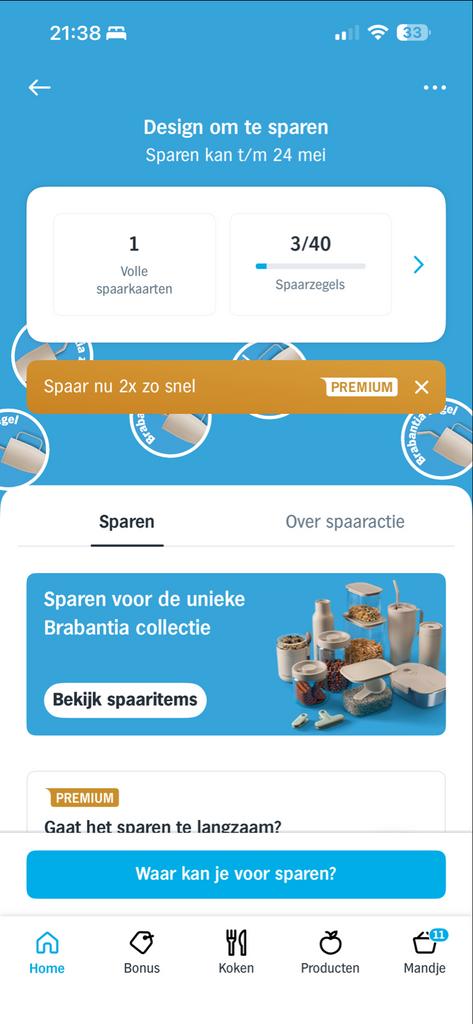 Albert Heijn Brabantia zegels - 1 volle spaarkaart, Ophalen of Verzenden, Winkel, Super of Benzinepomp, Volle spaarkaart