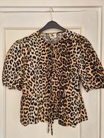 Blouse met panterprint van shoeby met striksluiting en pofmo, Ophalen, Zwart, Maat 42/44 (L), Zo goed als nieuw