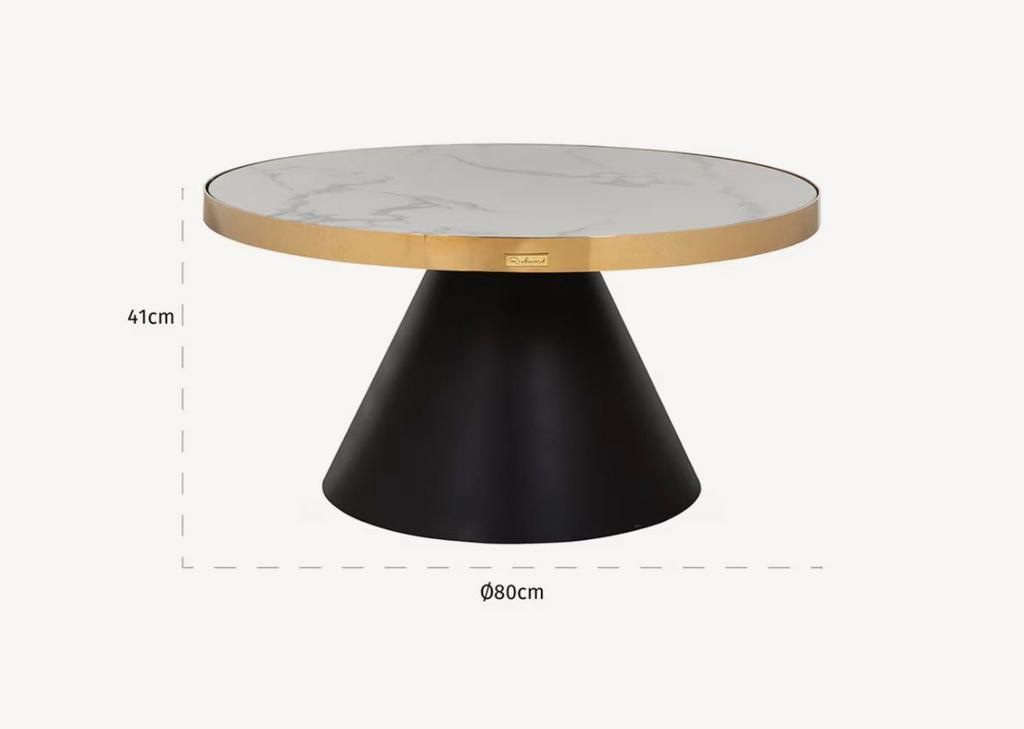 Richmond Odin salontafel Ø80 – wit marmer / goud / zwart, Ophalen of Verzenden, Zo goed als nieuw