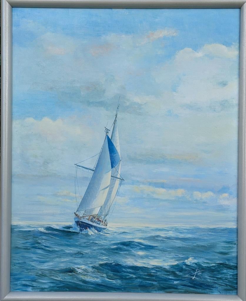 Olieverf schilderij 'De Eendracht' - Maritiem kunstwerk, Ophalen