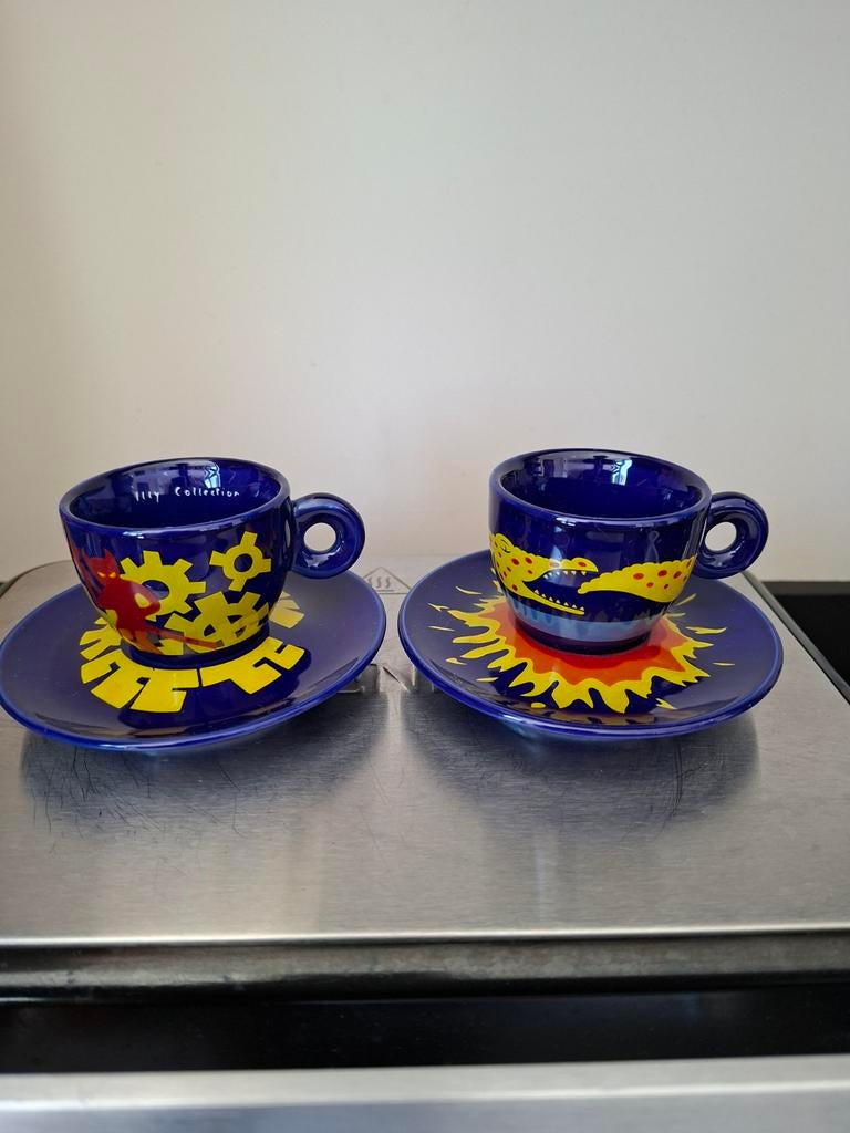 Zeldzame Illy Art Collection Luca Trazzi 1994 kop en schotel, Huis en Inrichting, Keuken | Servies, Ophalen of Verzenden, Zo goed als nieuw