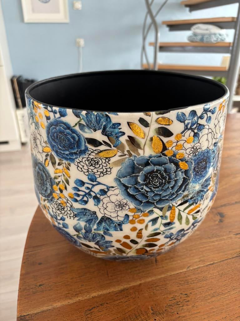 Pot Dutch Blue van Intratuin, Tuin en Terras, Bloempotten, Kunststof, Rond, Binnen, Zo goed als nieuw