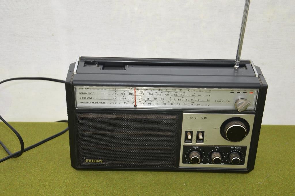 vintage Philips 4 Band 780 draagbare radio type 90 AL 780/00, Ophalen of Verzenden