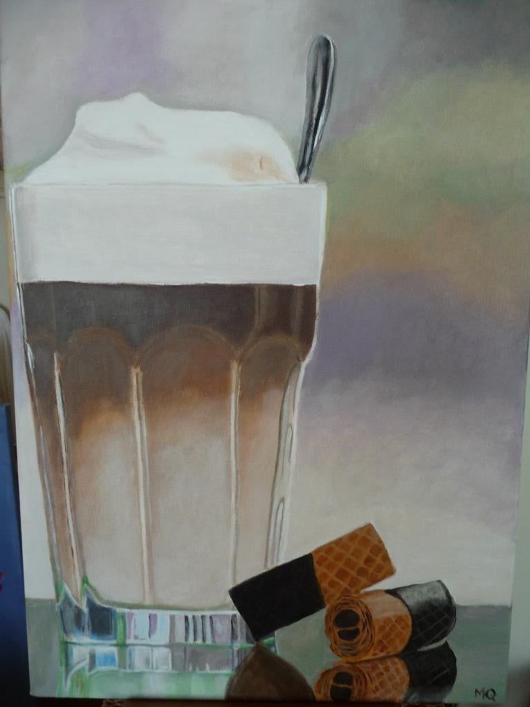 Schilderij koffie met koek, Ophalen, Nieuw, Schilderij, 50 tot 75 cm