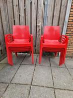 8 rode stapelbare tuinstoelen, Tuin en Terras, Ophalen, Gebruikt, Kunststof, Stapelbaar