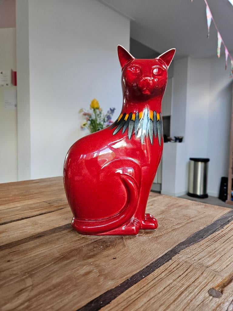 Vintage Poole Kat Rood, Ophalen, Rood, Aardewerk of Porselein, Minder dan 50 cm