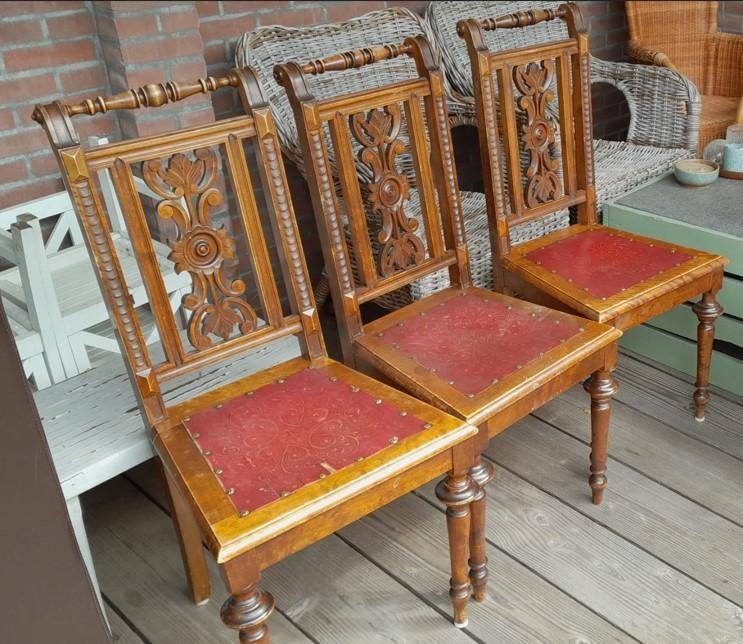 3 stoelen, Ophalen, Gebruikt, Hout, Vier