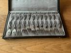 Antiek zilveren vorkjes in casette, als nieuw P. v. Oostrom, Antiek en Kunst, Ophalen of Verzenden