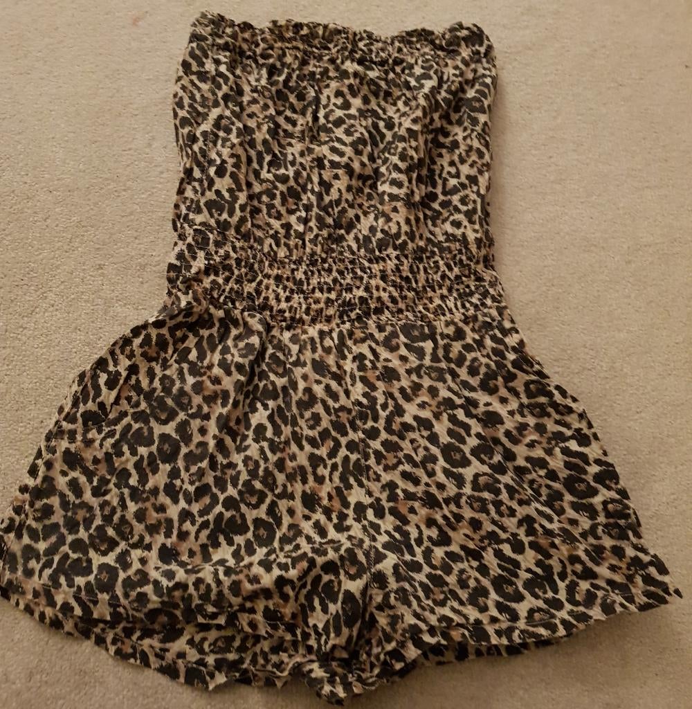 Jumpsuit tijgerprint maat s strandkleding bikini bruin, Verzenden, Gedragen, Maat 36 (S), Bruin