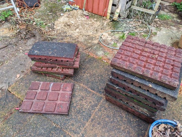 Rubberen Valbrekende Tegels 50x50x7 voor Speelplaats/Balkon, Tuin en Terras, Tegels en Klinkers, Gebruikt, Overige typen, Rubber