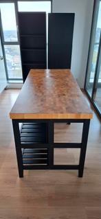 Twee VADHOLMA kookeilanden zwart/eiken - nette staat, Huis en Inrichting, Keuken | Keukenelementen, Ophalen, 100 tot 150 cm, 75 cm of meer